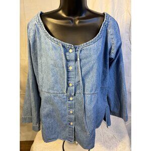 Denim Womens Plus 2X 18W Jean Romantic Top Witchy Fairy Corset Style Vintage